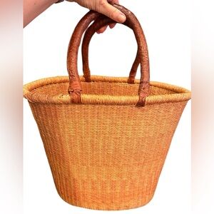 Handmade Elephant Grass Bolga Basket From Ghana